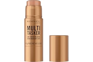 Rimmel Multi Tasker 3 in 1 Bronzing Stick, 001 Light, Sculpted and Bronzed Glow, All-Day Wear, Sheer and Dewy Finish, Infused with Vitamin C & E, Vegan Formula, Cruelty-Free