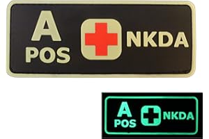 LEGEEON Erste-Hilfe PVC Patch A Positiv [Schwarz und Weiß Glow Dark] Blutgruppe Patch Armee Klettverschluss