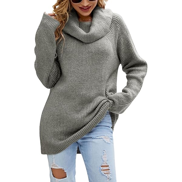 QUNERY Wintertrui voor dames, warm, oversized, rolkraag