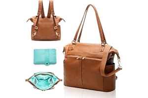 MISS FONG Sac à langer multifonction en cuir avec bandoulière et matelas à langer pour maman et papa, grande capacité, imperméable