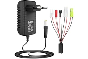 Intelligent 2.4V 3.6V 4.8V 6V 7.2V 8.4V 9.6V 10.8V 12V NIMH/NICD Chargeur de Batterie pour 2-10S Batterie Airsoft Batterie Voiture RC avec Tamiya/Mini Tamiya/SM 2P/JST/HuanQi【Ne Convient Pas au LIPO】