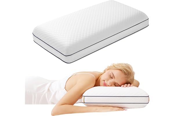Minnesskumkudde, kuddar för sömn, ortopedisk kudde, 60 x 40 x 12 cm | Nackkudde, ergonomisk kudde för de som sover på sidan, nackstödskudde med avtagbart tvättbart överdrag