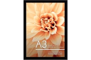 Americanflat A3 Picture Frame in Black - Engineered Wood with Shatter Resistant Glass - Horizontal and Vertical Formats for Wall - 29.7x42 cm