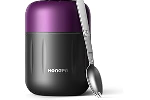 BSWAY Thermobehälter für Essen,510ml Edelstahl Warmhaltebebehälter mit Faltbaren Löffel,Thermo Speisgefäß Unterwegs für Speißen, Babynahrung, Suppe,Brei,Joghurt - Hält 12 Stunden Heiß oder Kalt