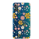 PrintiFy Samsung Galaxy M21 Uyumlu Kamera Korumalı Kapak &Ccedil;i&ccedil;ek Tasarımlı Şeffaf Kılıf