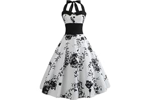 IWEMEK Robe Vintage Années 50 Femme Retro Rockabilly Pin Up Élégante Robes sans Manche Dos Nu Décolleté en Cœur Polka Dot Trapèze Mariage Cocktail Soirée Fête Cérémonie Décontractée au Genou Midi S-XXL