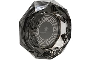 PURPLE LEGACY® Pattumiera da tavolo in vetro di cristallo, con incisione laser, 280 g, elegante e resistente, con fondo antiscivolo, 9,5 cm, PLAsh01