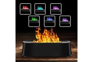 Dreamhigh Diffusore di Oli Essenziali, Diffusore di Aromi con Effetto Fiamma, 300ml Diffusore Oli Essenziali, Spegnimento Automatico Senz'acqua, Umidificatore a Fiamma per Yoga/Camera da Letto(Nero)
