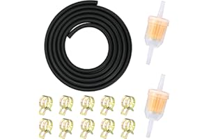 XPOOP Benzinschlauch Kit 2m Kraftstoffleitung mit 2 Stück Benzinfilter 10 Stück Schlauchschellen für Auto Motorrad Roller