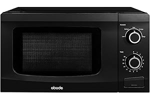 Abode 20L Manual Microwave Black 700W with 5 Power Levels & Timer, Button & Dial Control, Defrost Function, AMM2001B (Black, Manual)