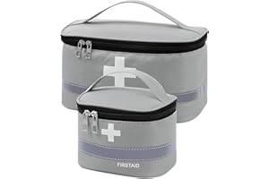 Skibetfo 2pcs Portable First Aid Bag Empty Large Small First Aid Kit Bags Empty First Aid Organiser Box Grey Medical Storage Bag for Home Travel Outdoor Emergency Camping Office