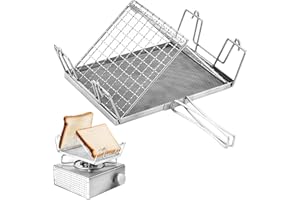 PIASHOW Grille-pain Pliable en Acier Inoxydable pour Réchaud à Gaz - Accessoires de Camping Compact pour l'Extérieur, les Barbecues et la Randonnée