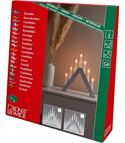 Konstsmide Christmas Lights/Traditional Candle Bridge/Red Stained Wood - View #10