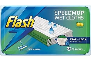 Flash Speedmop Wet Cloth Refills, Fast Easy and Hygienic, Lemon Multi-Surface, 24 Cloths (Package may vary)