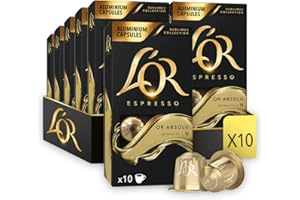 L'OR Absolu - 100 Capsules Or Absolu Intensité 9 - compatibles Nespresso (lot de 10 x 10)