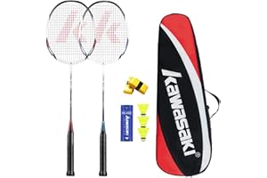 ‎A1 TAAN A1 TAAN Kawasaki Badmintonschläger Graphit Badminton Set Profi Badminton schläger Leichtgewicht für Sport, Training und Unterhaltung mit 3 Federbälle, 2 Griffbänder & Schlägertasche