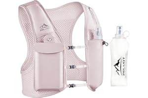 Zelvot Gilet Hydratation Running Femme et Homme, Brevet Original, Bretelles de Poitrine Réglables, Gilet Running avec Bouteille d'eau de 500 ML, Léger et Réfléchissant Gilet de Course