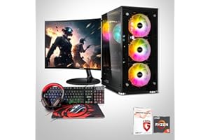 ‎MEMORY PC Memory PC Komplett-PC, AMD Ryzen 5 5600G 6X 3.90GHz, 16 GB DDR4 RGB, 1000 GB SSD M.2, Windows 11 Pro 64bit + 24 Zoll + Ultron Hawk Gaming Kit 4in1 Set Bundle