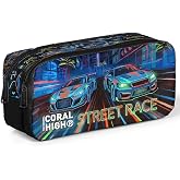 Coral High Erkek &Ccedil;ocuk Siyah Yarış Arabası Baskılı İki B&ouml;lmeli Kalem &Ccedil;antası/Kalemlik 31059