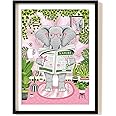 Parmaro Elephant Reading Newpaper Bathroom Print, Elephant Toilet Print, A4 UNFRAMED Print, Animal Bathroom Print, Pink Botanical Print, Tropical Bathroom Decor
