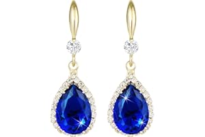 Linawe Pendientes colgantes para mujer, pendientes colgantes, joyas de oro, plata y oro rosa, pendientes colgantes de cristal con diamantes, joyería de moda para bodas