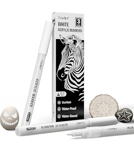 Marqueur Blanc Permanent FLYMAX Lot De 6 Marqueurs Permanents Blancs De 0,7 Mm Pour Bois, Roche Crayon Blanc