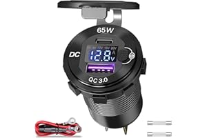 QIDOE Moto Dual USB caricatore presa di corrente marine presa accendisigari da auto impermeabile 2.1 A Fast Charge con voltmetro LED per 12V/24V QC 3.0 socket with volmeter