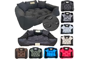 KING DOG Letto per cani molto grandi, XXL, 130 x 105 cm, cuscino impermeabile, lavabile, comodo divano, morbido, antiscivolo, per dormire per cani, interno resistente, realizzato in UE nero