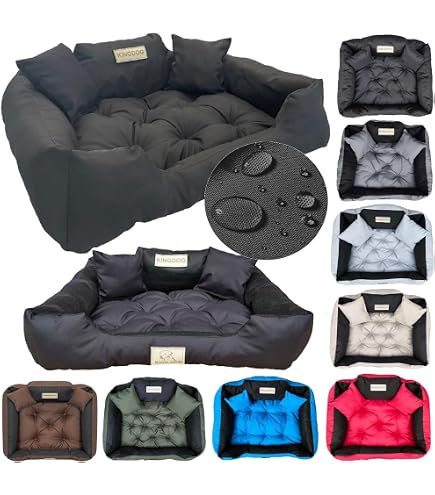 KingDog Haustierbett XL 115x95 Cm Mit 2 Kissen – Wasserdicht, Waschbar & Kratzfest Für Hunde & Katzen