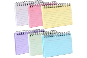 Vicloon Index Cards, 300 Pieces Coloured Record Cards, 5"x 3" Lined Flash Revision Cards Spiral Bound Ruled Lined Record Cards for School, Office, Learning, Memory, Sticky Note (B)