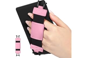 MoKo Soft Hand Strap for 6-8" Kindle eReaders Fire Tablet Kindle/Kobo/Voyaga/Sony Kindle E-Book Tablet, Black High-Elasticity Versatile Hand Strap Lightweight Finger Grip Holder, Pink
