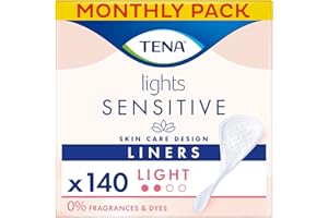 TENA Lights Light Liner, 140 Incontinence Liners ( 28 x 5 packs) for Women with Sensitive Skin, Breathable and Unscented Liner for Light Bladder Weakness and Incontinence