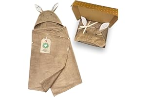DIKOS Poncho de baño bebé y niños 70x140 cm Toalla con Capucha Conejito niña niño algodón orgánico Rizo Velour Suave Absorbente Regalo Nacimiento Baby Shower Canastilla Toalla Infantil tierna