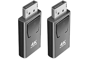 SK DEPOT Displayport to HDMI Adapter(2 pack), 4K DP to HDMI Converter Displayport 1.4V Nickel Plated for Desktop, Laptop, Projector, HDTV (DP Male to HDMI Female, Black & Silver, 2 Pack)