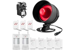 FUERS Shed Alarm Burglar Security System, Motion Sensor Door Alarm Home Alarm System with 115 db Siren for Shed Garage Window Courtyards Home Security Kids Safety