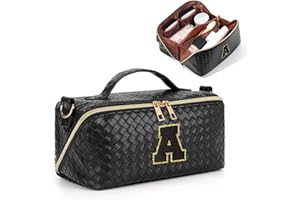 Deciniee Borsa Cosmetica da Viaggio: Beauty Case da Viaggio Donna Lettera Personalizzata - Portatile Beauty Case Donna per Le Donne Ragazze - Nero A