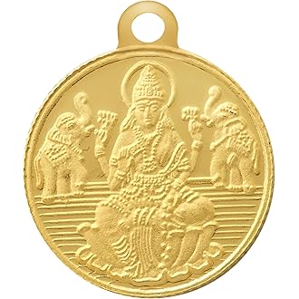Bangalore Refinery 2 Gram Round Lakshmi 24k Gold Pendant (without hook)