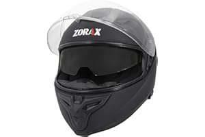 Zorax Matt Black L (59-60cm) Double Visor Full Face Motorbike Motorcycle Helmet ECE 2206 Road Legal
