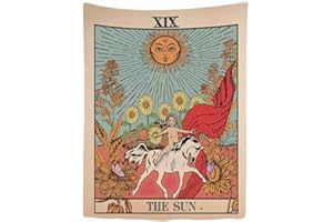Ulticool – Tapisserie Murale Décorative Chambre - Soleil Nature Fleurs Tarot Horoscope Vintage Rétro - 150 x 200 cm – Papier Peint Tissu – Tapestry Aesthetic Wall - Décoration Panoramique