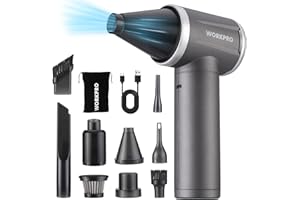 WORKPRO 2 in 1 Compressed Air Duster and Handheld Vacuum Cleaner, Cordless 4 Gear 120000 RPM Air Blower, 6500 PA Rechargeable Mini Hoover, for PC, Laptop, Keyboard, Electronics, Home Cleaning, Car