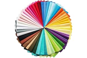 EXGOING 50PCS Cotton Fabric Squares Bundle | 25x25cm Fat Quarters for Quilting & Sewing | Non-Fraying Premium Cotton Cloth | Vibrant Colours & DIY Crafts