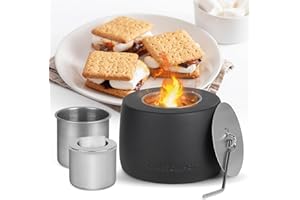EFUTURETIME Camino Bioetanolo da Tavolo, Fuoco da Tavolo Esterni Interni con Bruciatore a Bioetanolo in Acciaio Inox per Decorare, Nero