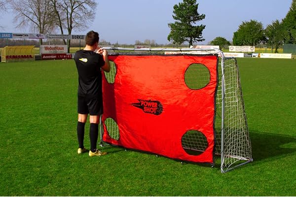 But de Foot en Acier 2,15m x 1,50m - POWERSHOT - Idéal pour Les Enfants dans Le Jardin - Mur de précision en Option !