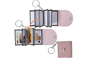UNIQICON Mini Photo Keychain, DIY Small Custom Leather Memory Photo, Picture Keychains Personalized Album, Mini Cute Key Ring Keychain with Picture Book for Family, Boyfriend, Couples, Dog, Friends_MPKP