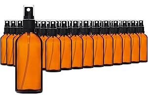 HandsUnity 100 ml - 70 Botellas de Cristal Ámbar Con Pulverizador - Juego de Farmacia Con Atomizador Negro y 5 Accesorios