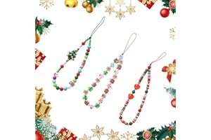 Satiskid 6 Stück Telefon Charms, Weihnachten geflochtene Handy Lanyard, Anti Verlust Legierung Telefon Kette Schlüsselanhänger, niedliche Handy Anhänger, Handy Armbänder