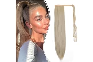 Dcbaboo Postiche Queue de Cheval Extension Ponytail Cheveux Naturel Extension Cheveux Naturel Clip Lisse 60cm Postiche Cheveux Naturel Queue de Cheval Wrap Around Raides Synthétique, Blond sale