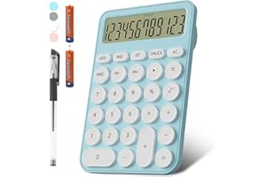 Calcolatrice Da Tavolo Per Ufficio Dimensioni Desktop 15,9 * 10,6 cm, Batteria DECKLIT Calcolatrice Grande a 12 cifre Ampio Display Chiaro, Calcolatrice Desktop Grande Tasti Grandi(Blu)