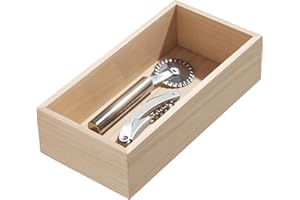 InterDesign Eco Wood iDesign tavola e dispensa, Grande Porta cassetto o credenza in Legno di Paulownia, Salva Spazio per Cucina per Posate e Piccoli Utensili, Beige, Naturale, 25.4x12.7x6.9cm