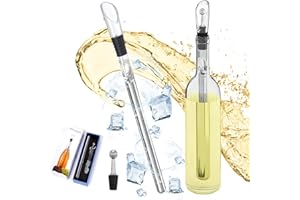 Weinkühlstab mit Ausgießer Darryy aus Edelstahl, Weinkühler, Flaschenkühler, Vinobuddy Kühlstab, Bierkühler Stick, Geschenke für Freundin, Rot und Weißwein Geschenkset für Männer Vino Buddy（Wein）